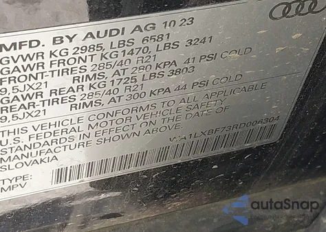 2024 Audi Q7 Premium Plus 55 Tfsi Quattro Tiptronic from USA, damaged, VIN WA1LXBF73RD006304